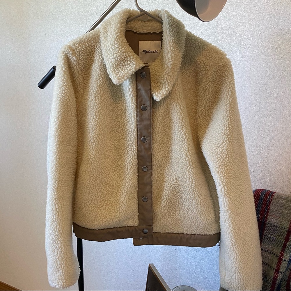 Madewell (synthetic) Sherpa Portland jacket in white/cream